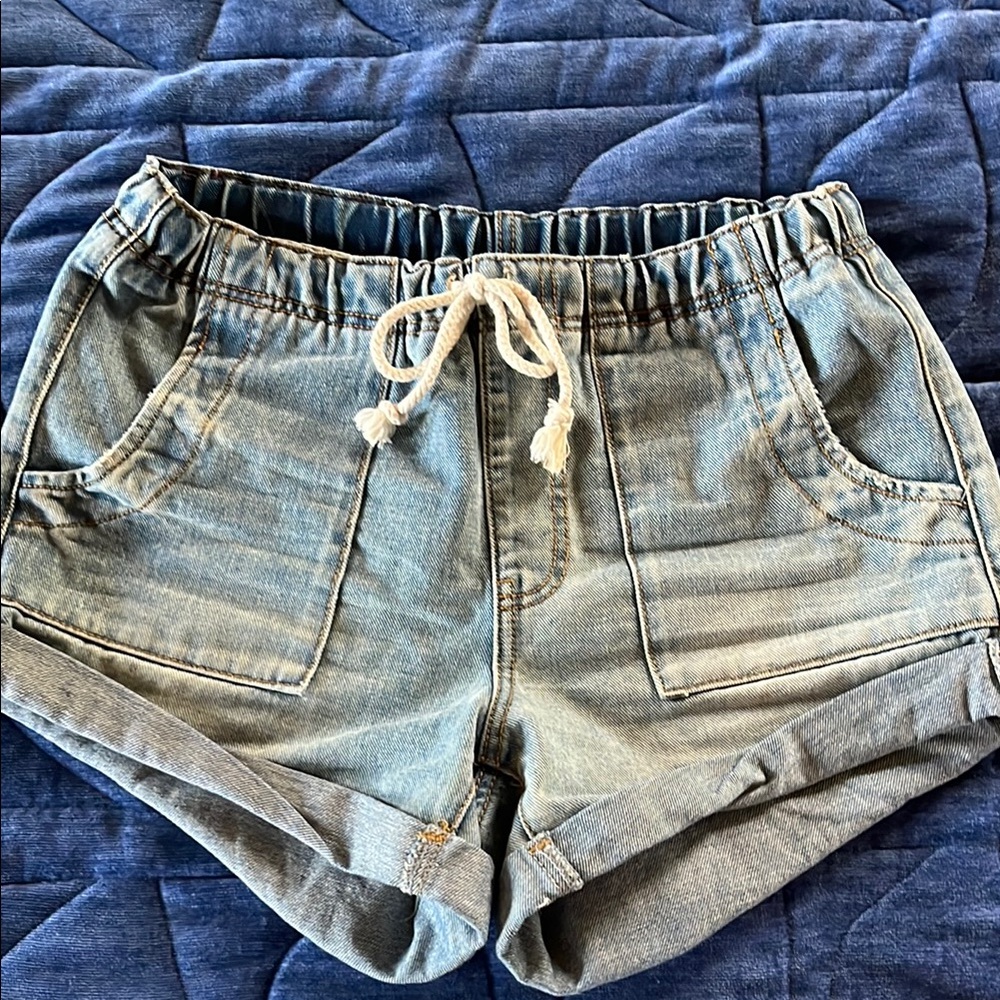 One Teaspoon Blue Jean Shorts Elastic Waist
